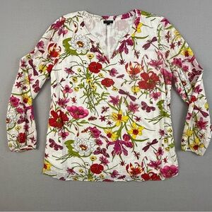 Talbots Shirt Women's Medium‎ Long Sleeve Lined Pullover Floral Print